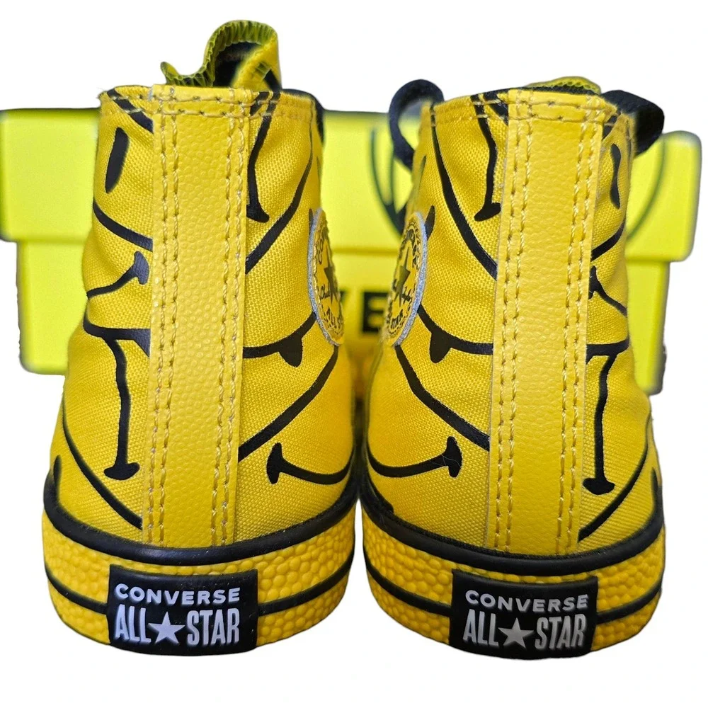 Converse Chuck Taylor China Town All Star Smiley Face Yellow Black High Tops 10T